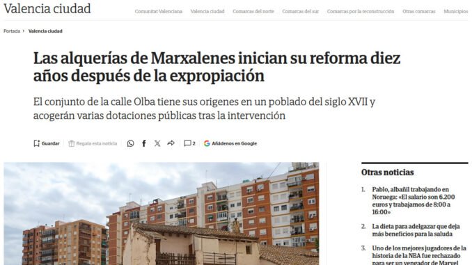 Alquerías Marxalenes inician su reforma